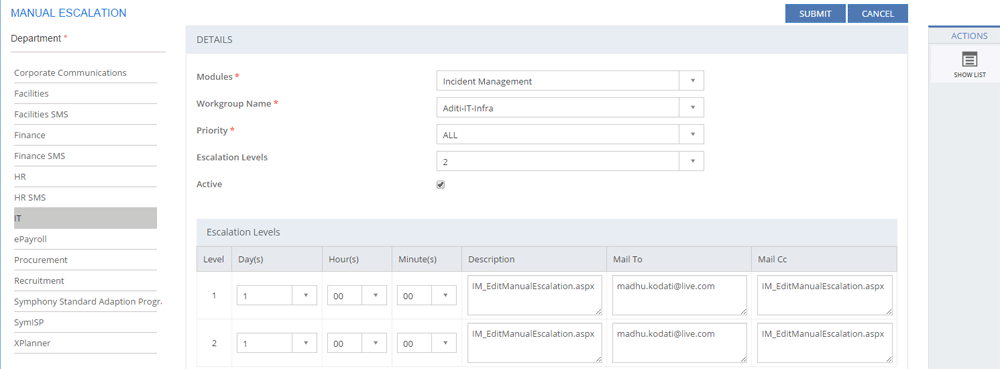 Configuring Manual Escalations